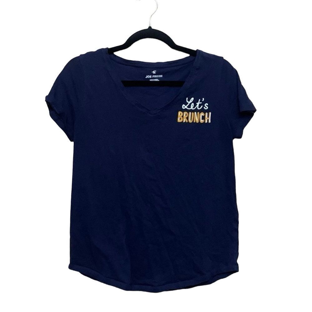 Joe Fresh Let’s Brunch V-Neck Graphic T-Shirt Pyjama Top Size Medium